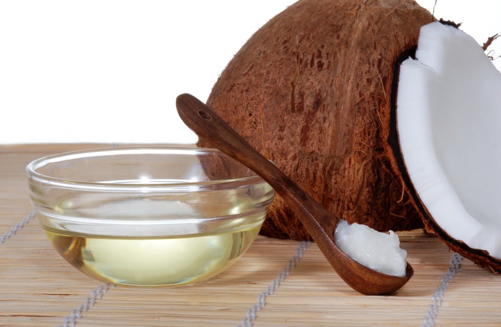 Coconut oil on a bamboo mat